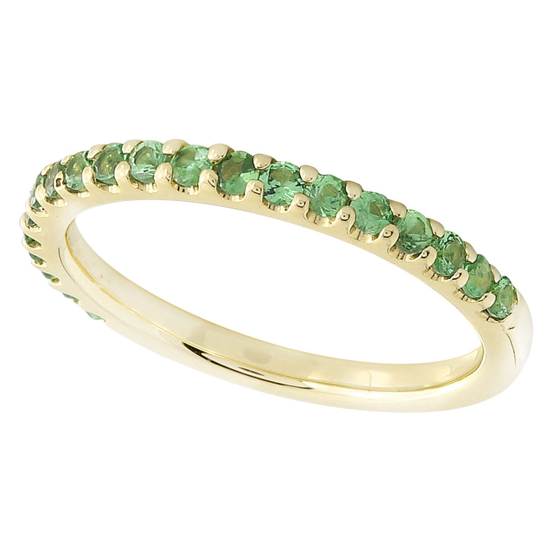 Round Cut Tsavorite Band Halfway Around