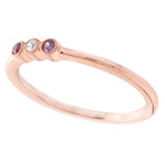 Bezel Set Amethyst and Diamond Fashion Band with Milgrain