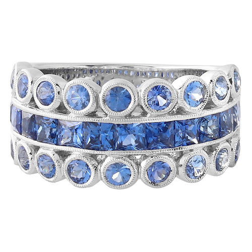 Bezel and Channel Set Blue Sapphire Band