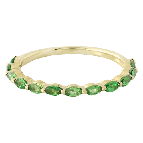 Marquise Cut Tsavorite Band Halfway Around