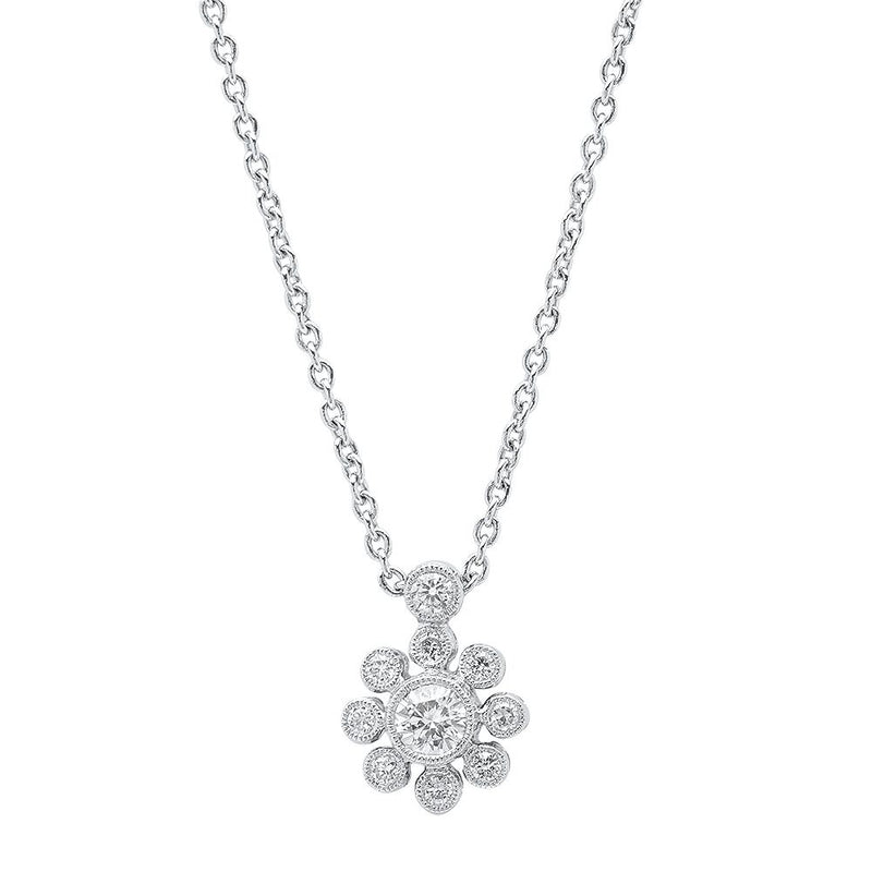 Round Diamonds Bezel Set Daisy Pendant