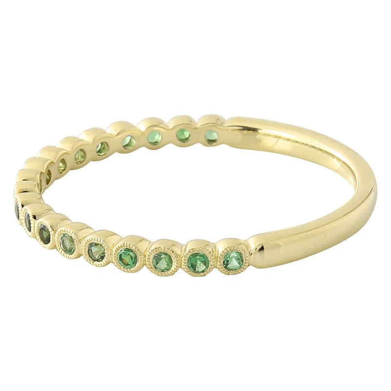 Bezel Set Round Tsavorite Band Halfway Around