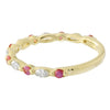 Marquise Cut Diamond and Pink Sapphire Band Halfway Around