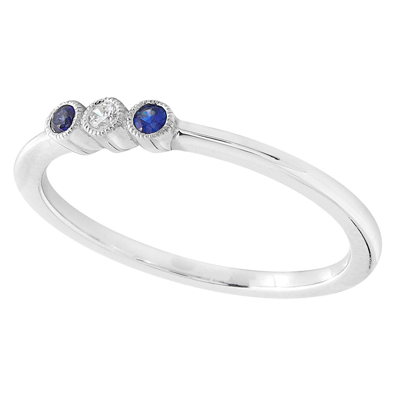 Bezel Set Sapphire and Diamond Fashion Band with Milgrain