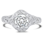 Vintage Style Floral Diamond Engagement Ring Setting | Beverley K