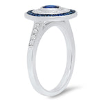 Diamond and Sapphire Double Halo Ring