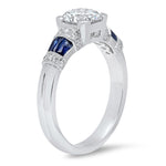 French Cut Sapphire and Diamond Engagement Semi-Mount