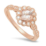 Rose Gold Diamond Floral Halo Mount with Morganite Center