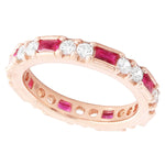 Round Diamond and Ruby Baguette Eternity Band