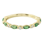 Marquise Cut Tsavorite and Diamond Band Halfway Around