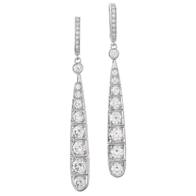 Diamond Drop Down Post-back Earrings