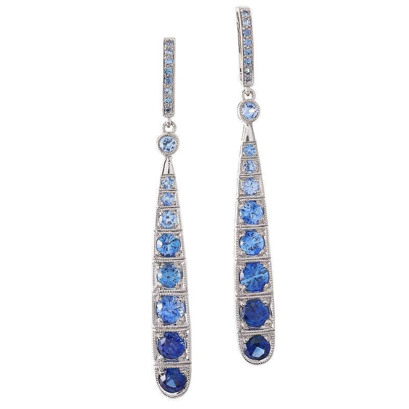 Drop Down Sapphire Ombre Post-back Earrings