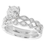 Peg Head Engagement Ring Semi-Mount with Matching Diamond Band