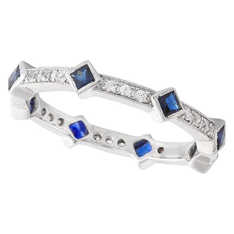 Princess Cut Sapphire and Diamonds Eternity Band