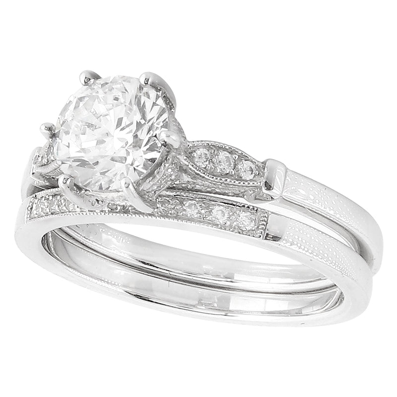 Six Prong Engagement Semi-Mount with Matching Band