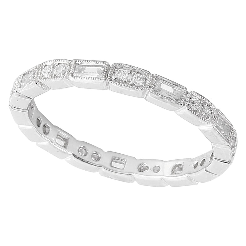 Round and Baguette Cut Diamond Eternity Band