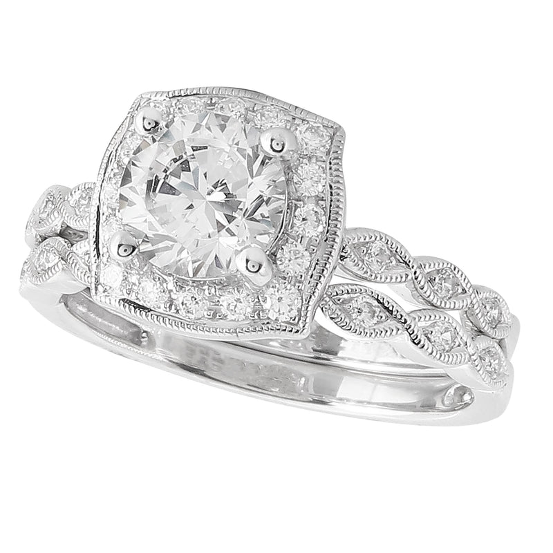 Round Diamond Setting with Matching Diamond Band