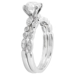 Round Diamonds Engagement Ring Semi-Mount with Matching Band