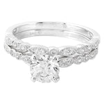 Round Diamonds Engagement Ring Semi-Mount with Matching Band