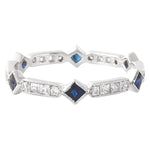 Princess Cut Sapphire and Diamond Eternity Band