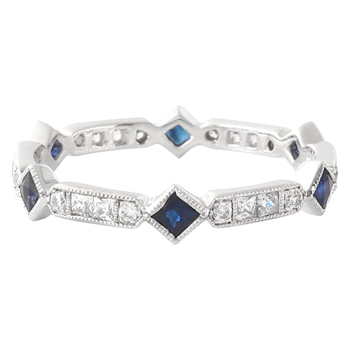 Princess Cut Sapphire and Diamond Eternity Band