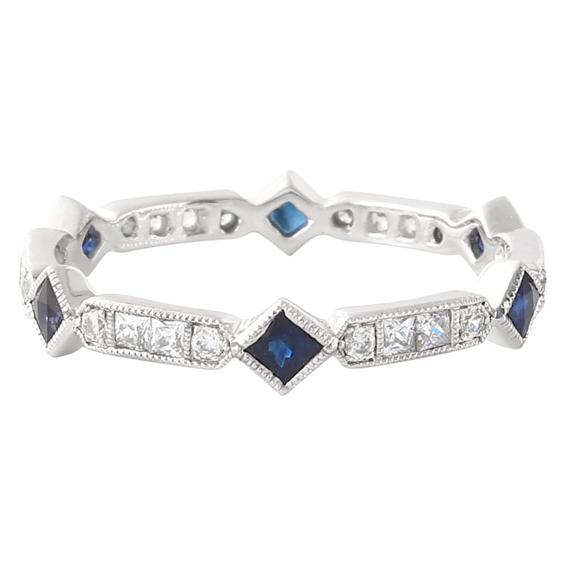 Princess Cut Sapphire and Diamond Eternity Band