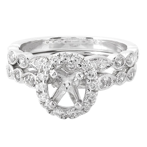 Oval Diamond Halo Engagement Set