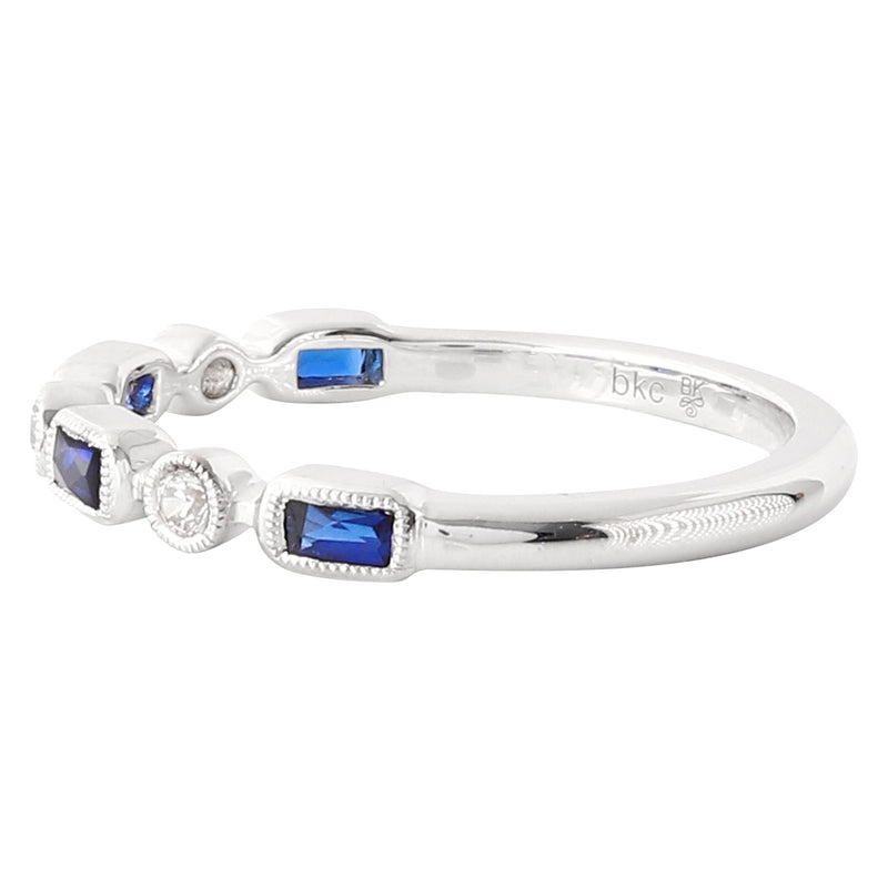 Bezel Set Baguette Sapphire and Diamond Band Halfway Around