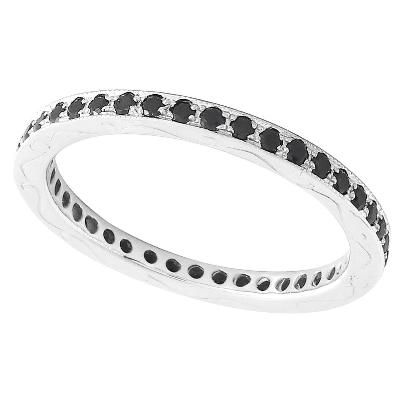 Round Cut Black Diamond Eternity Band