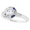 8 Prong Diamond and Baguette Sapphire Halo Engagement Semi-Mount