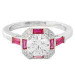 Baguette Cut Ruby Halo Semi-Mount