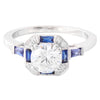 Baguette Cut Sapphire Halo Engagement Semi-Mount