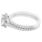 Diamond Halo Engagement Semi-Mount with Matching Diamond Band