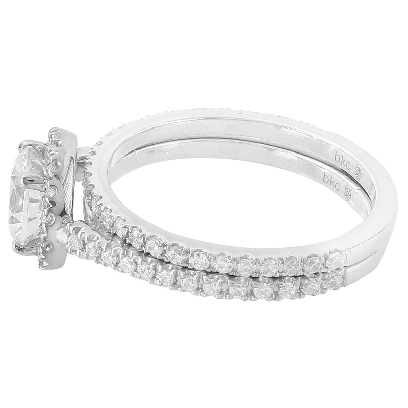 Diamond Halo Engagement Semi-Mount with Matching Diamond Band