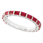 Bar Set Baguette Cut Ruby and Diamond Eternity Band