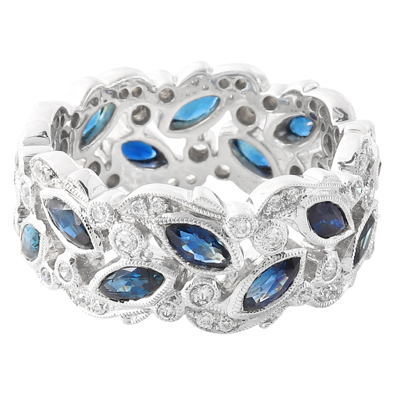 Marquise Cut Sapphire and Diamond Floral Band