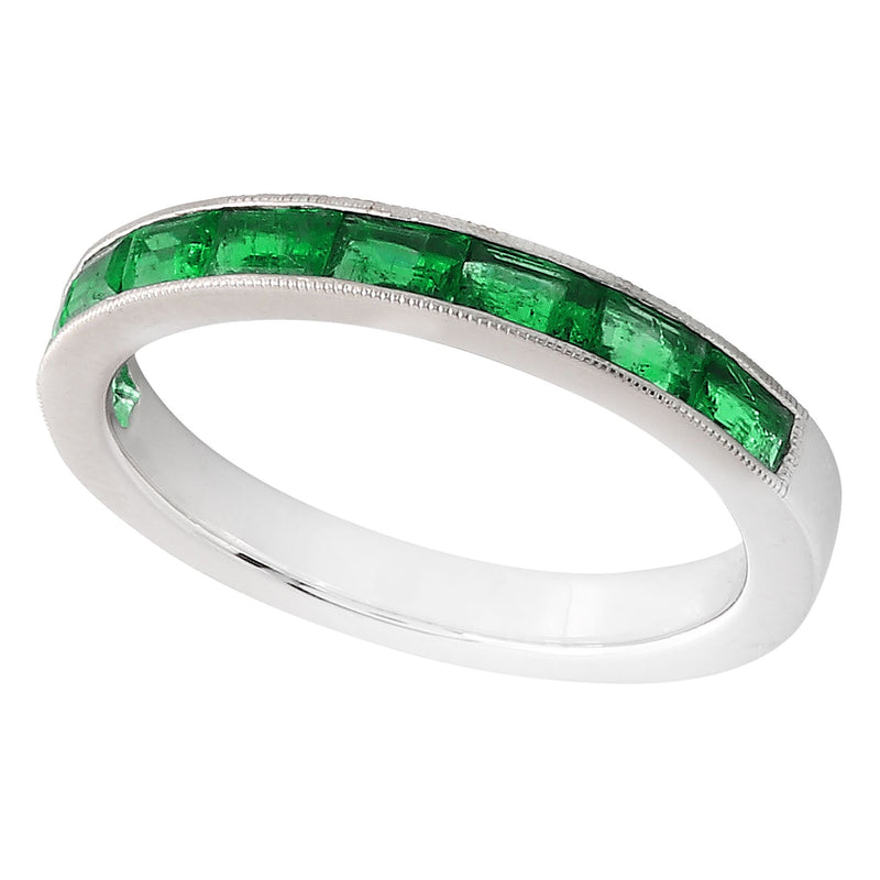 Channel Set Baguette Cut Emerald Band Halfway Around