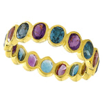 Bezel Set Amethyst and London Blue Topaz Eternity Band