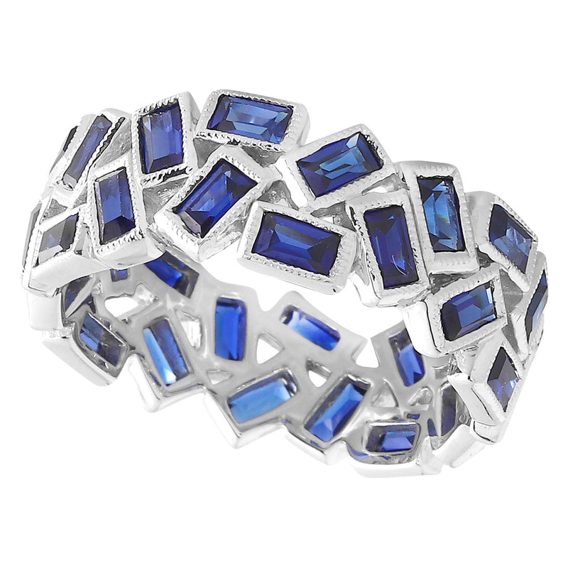 Bezel Set Baguette Cut Sapphire Eternity Band