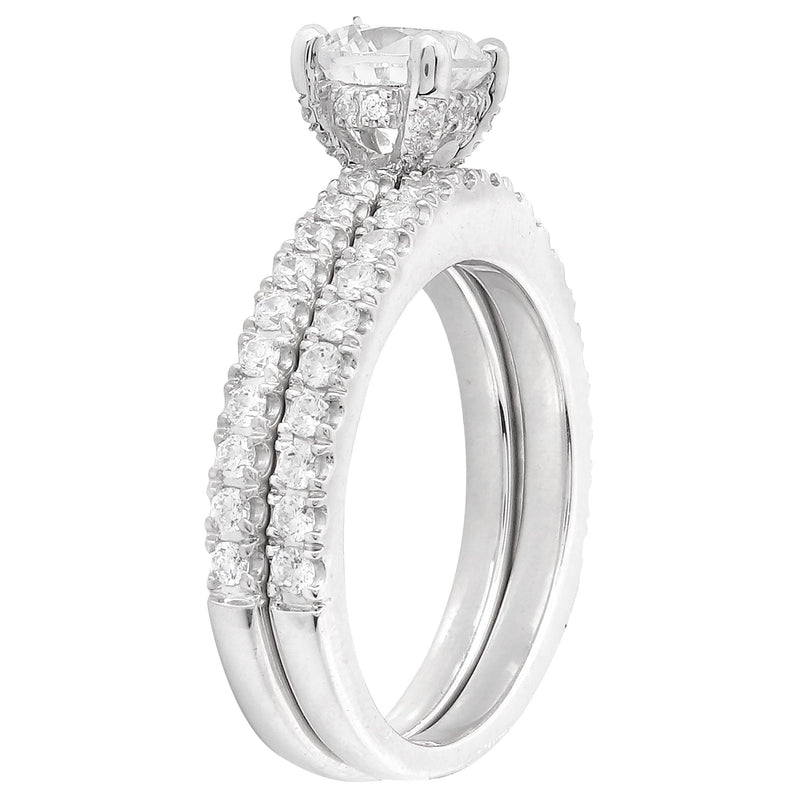 Peg Head Diamond Engagement Semi-Mount with Matching Band