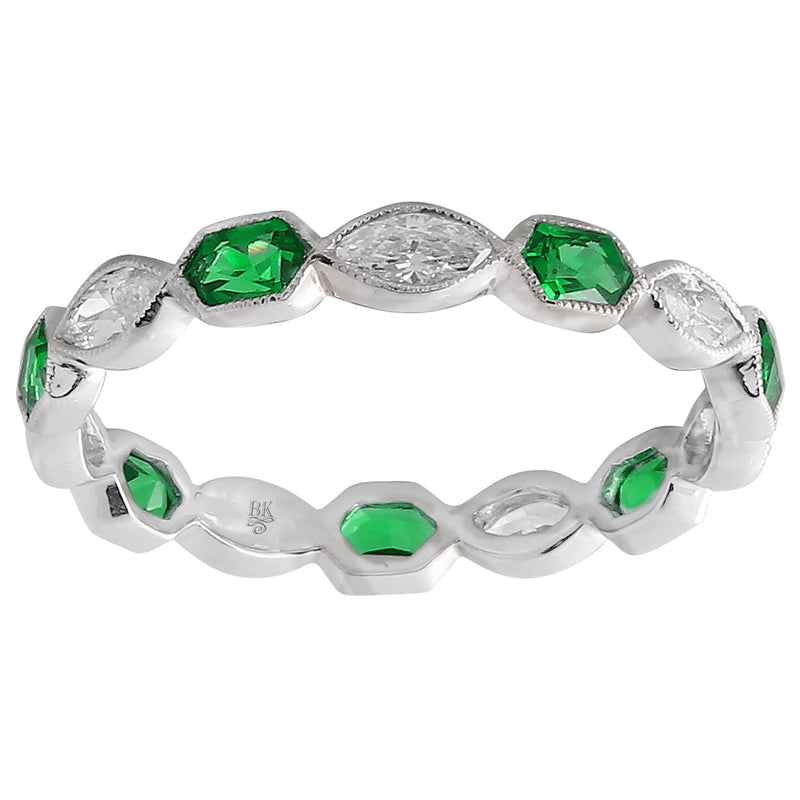 Marquise Cut Diamond and Tsavorite Eternity Band