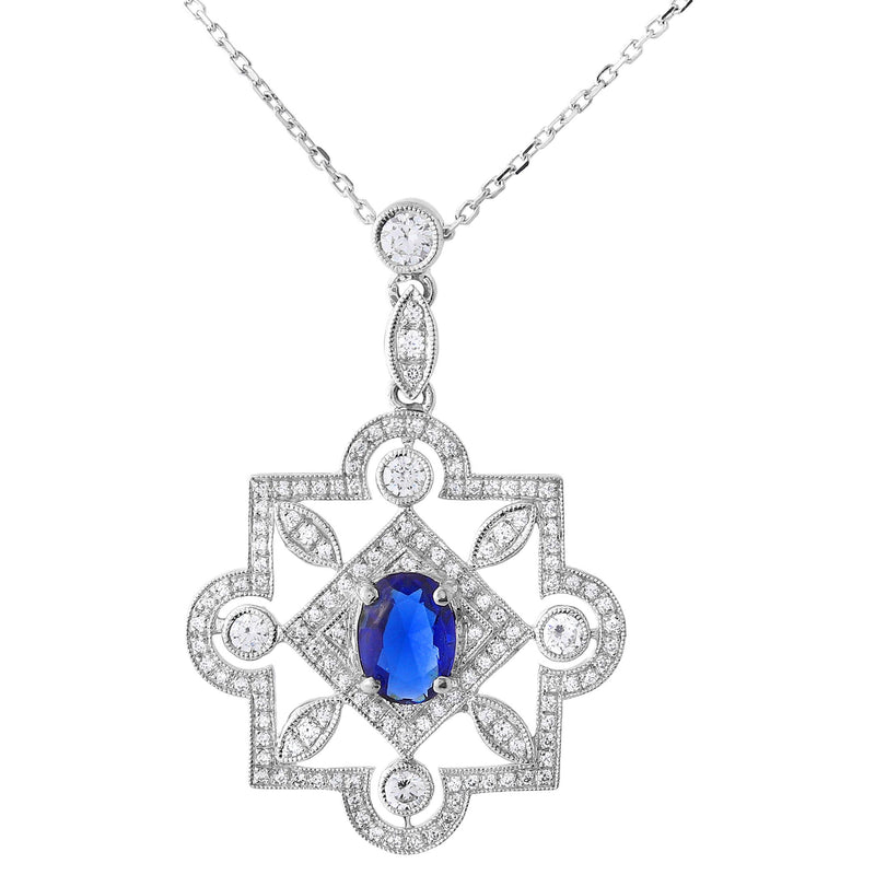 Vintage Inspired Oval Sapphire Pendant