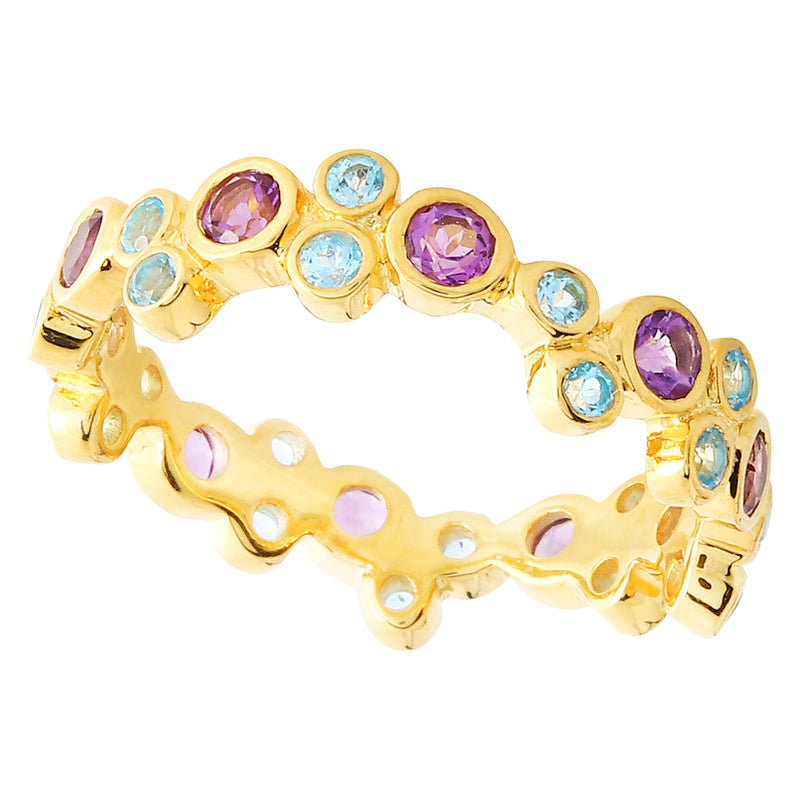 Pop Blue Topaz and Amethyst Bubble Band