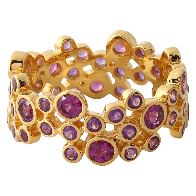 Pop Amethyst and Rhodolite Wide Bubble Band
