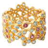 Swiss Blue Topaz and Rhodolite Wide Bubble Band