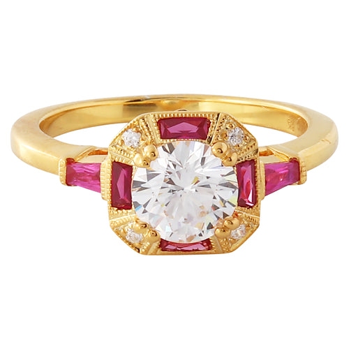 Baguette Cut Ruby Engagement Semi-Mount