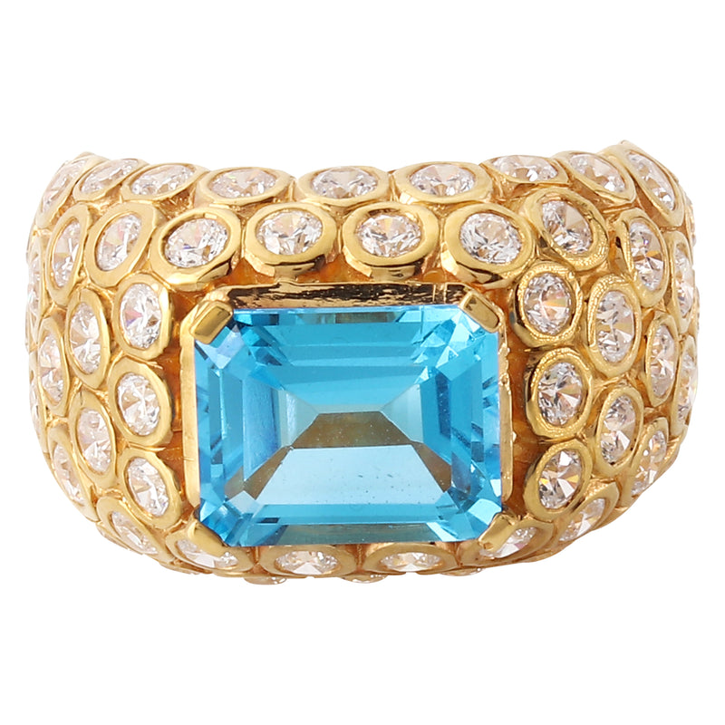 Emerald Cut Swiss Blue Topaz Fashion Ring (NO SECTION )