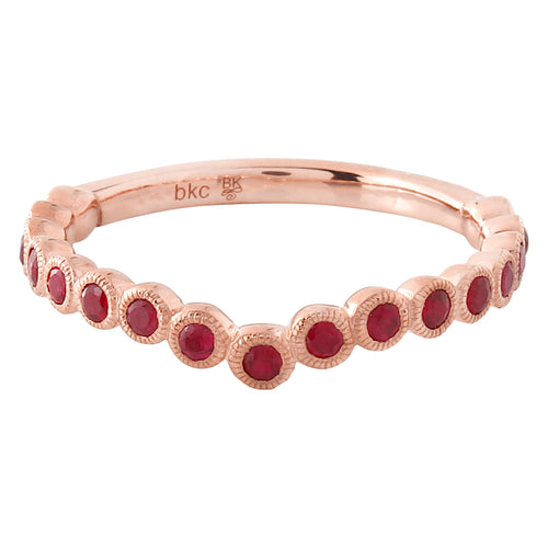 Bezel Set Round Cut Ruby V-Band