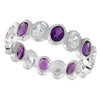 Bezel Set Amethyst and White Sapphire Eternity Band