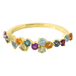 Multi-Color Round Gemstone Band Halfway Around